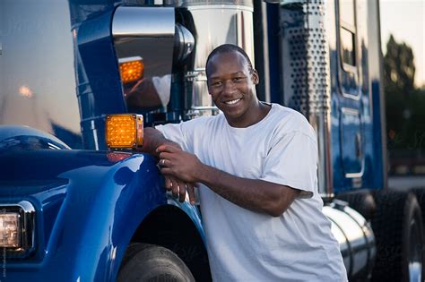 Portrait Of An African American Male Truck Driver Stock Image