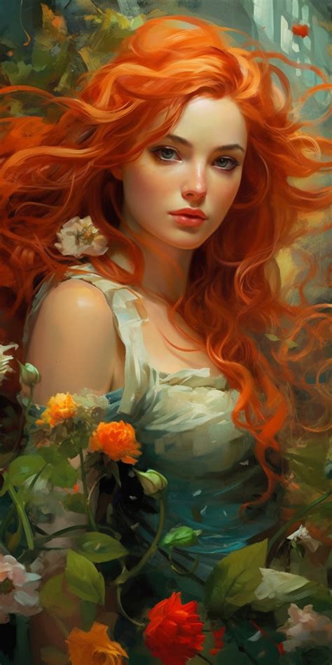 Female Art Painting Hair Painting Painting Art Red Hair Paint