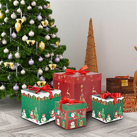3 Pcs Christmas Stackable T Boxes Set With Lids Xmas Nesting Box