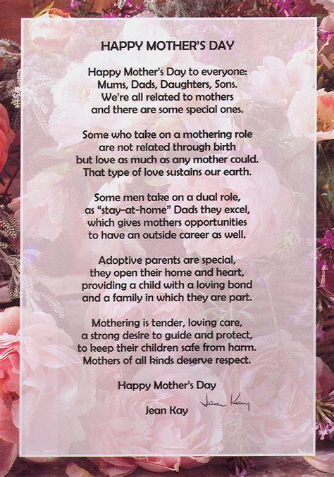 Happy Mothers Day Poem By Jean Kay Poetrytoinspire