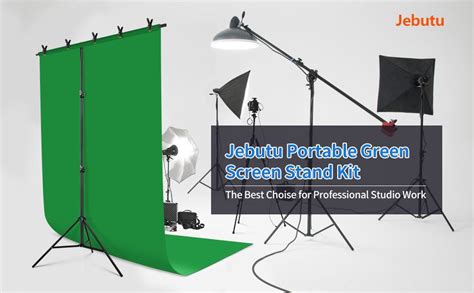 Jebutu 5x65ft Green Screen Backdrop With Stand Kit Green