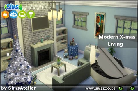 Modern X Mas Living By Simsatelier Sims 4 Walls And Floors