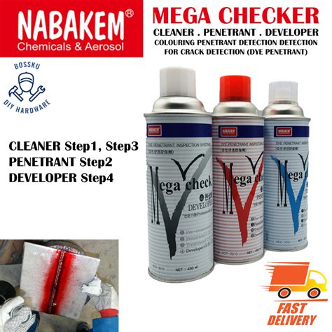 Nabakem Mega Check Dye Penetrant Cleaner Penetrant Developer 450ml Per