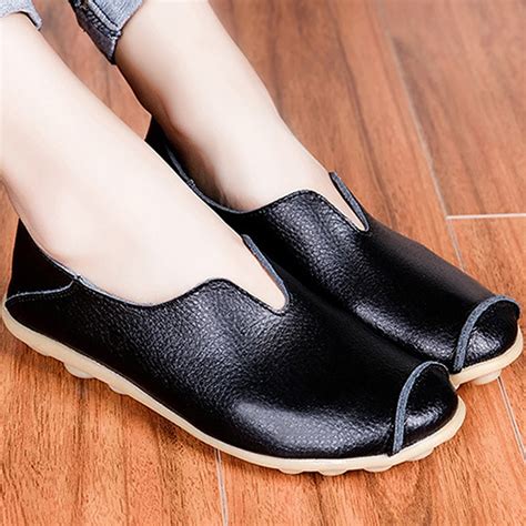 Large Size 45 105 Black Loafers For Women Casual Comfortable Womens