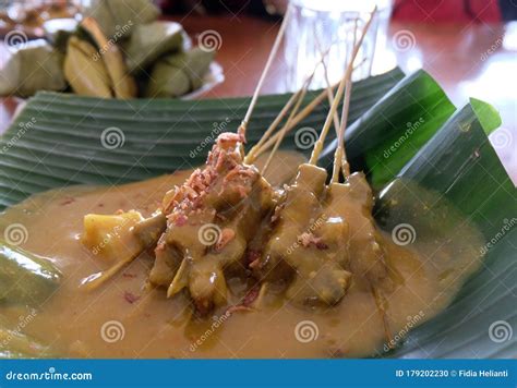 Sate Padang Indonesia Traditional Cuisine Spicy Beef Satay From
