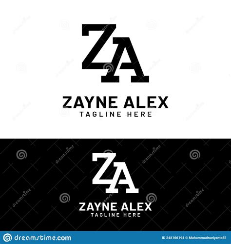 Z A Za Az Letter Monogram Initial Logo Design Template Stock Vector