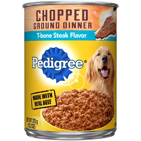 Pedigree Chopped Ground Dinner Canned Wet Dog Food T Bone Steak Flavor