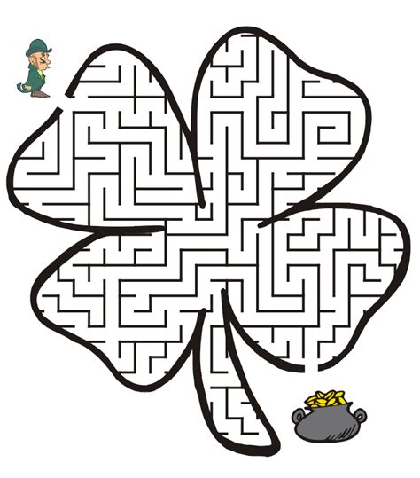 Free Printable St Patricks Day Maze Four Leaf Clover