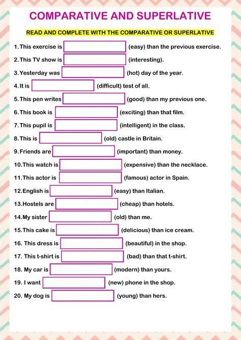 comparatives and superlatives interactive and downloadable worksheet check your answers online