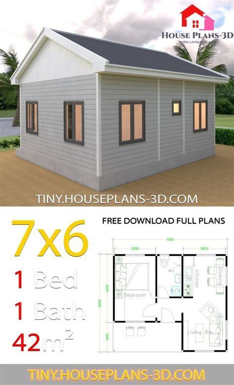House Plans Design 7x6 With 2 Bedrooms Gable Roof House House Roof