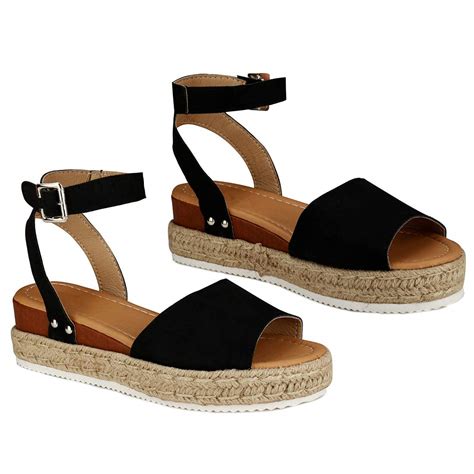 Buy Espadrilles For Women Summer Casual Design Platform Sandals Peep Espadrilles Ankle Strap