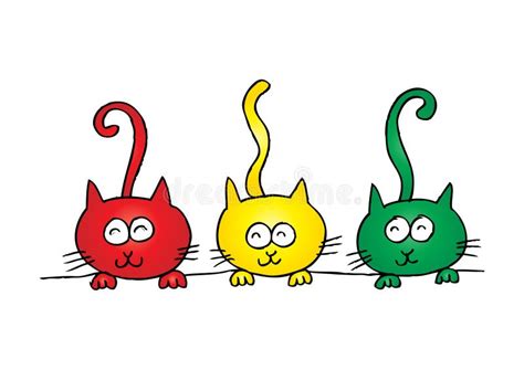 Three Cats Cartoon Style Stock Vector Illustration Of North 125489956