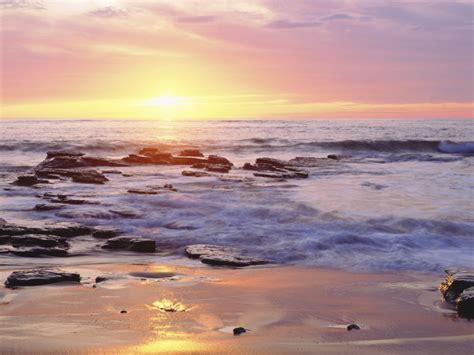 Sunset Cliffs Beach on the Pacific Ocean at Sunset, San Diego, California, USA, Scenic Unframed ...