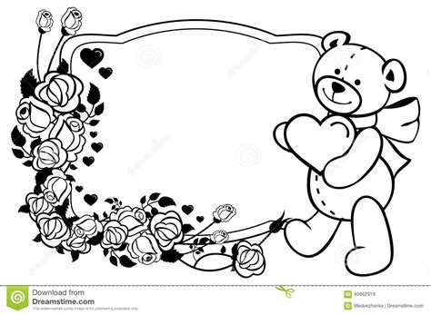 Baby animals pencil drawing baby toys drawing sleeping teddy doll cute vector retro toy car cute bear drawing old toy airplane teddy bear illustration bear baby shower teddy illustration. Oval Label With Outline Roses And Cute Teddy Bear Holding ...