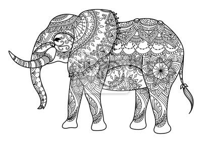Kostenlose tier ausmalbilder und malvorlagen. Mandala elefanten linie kunst design für malbuch für erwachsene leinwandbilder • bilder ...