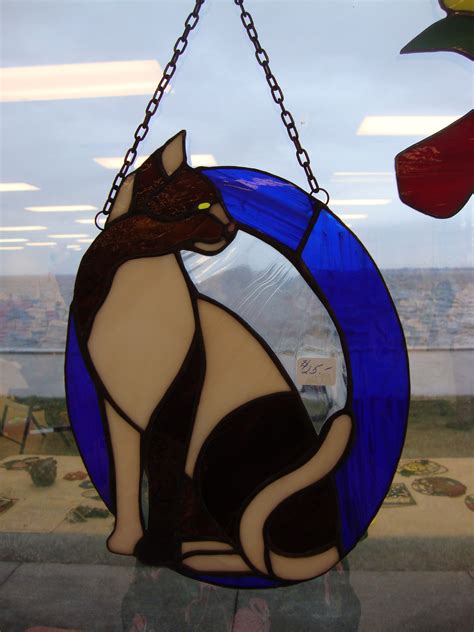 Custom Made Stained Glass Cat Cat Stain Stained Glass Tile Stained Glass