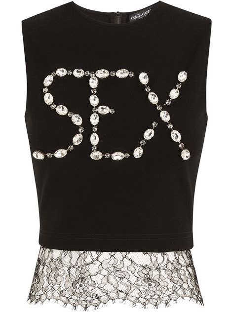 Dolce And Gabbana Sex Crystal Embellished Tank Top Farfetch