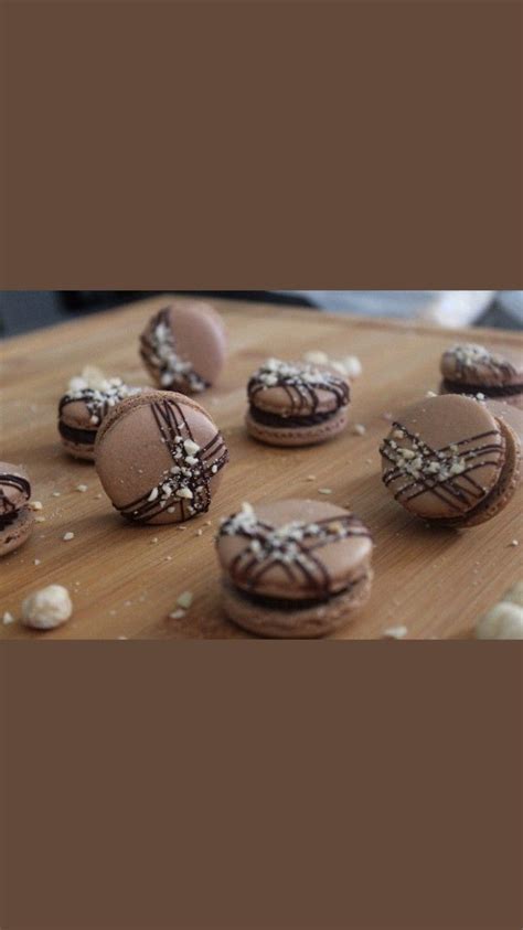 Chocolate Hazelnut Macaron Shells With Creamy Nutella Ganache Topped