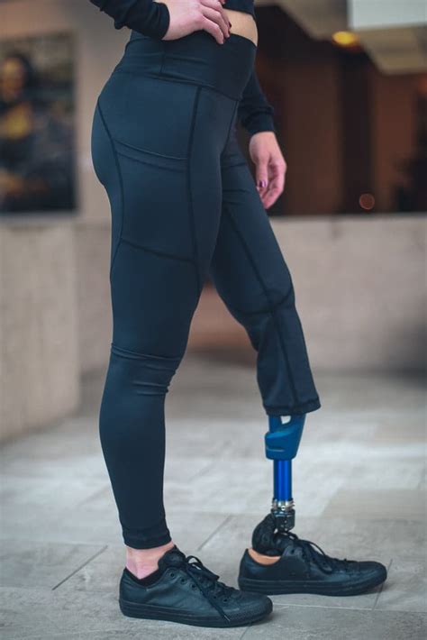 Amputee Right Leg Below The Knee Black Leggings With Pockets Curves