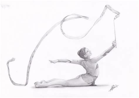 Ribbon Gymnastics Gymnastics Poses Rhythmic Gymnastics Pencil Art