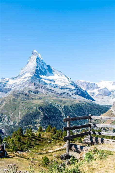 Views Of The Matterhorn Peak In Zermatt Switzerland Stock Photo