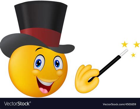 Vector Illustration Of Magician In Top Hat With Magic Wand Showing