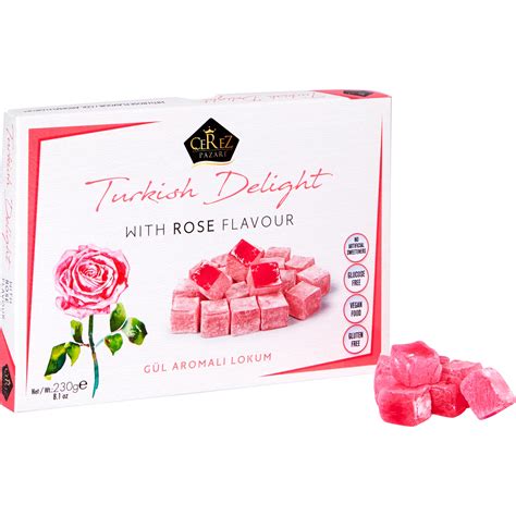 Buy Cerez Pazari Turkish Delight With Rose Flavour 230gr Gourmet Small Size Snacks T Box No