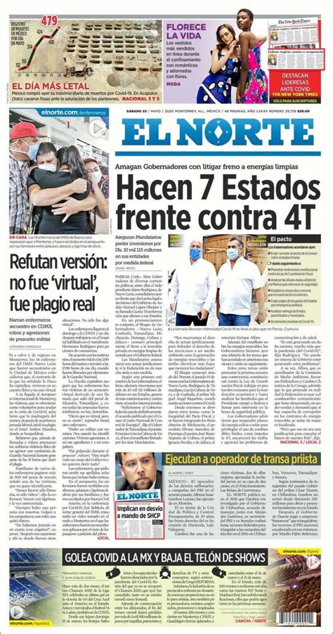 Periódico El Norte México Periódicos De México Edición De Sábado