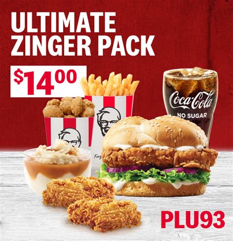 Deal Kfc 14 Ultimate Zinger Pack Coupon Zinger Burger 2 Wicked Wings Popcorn Chicken