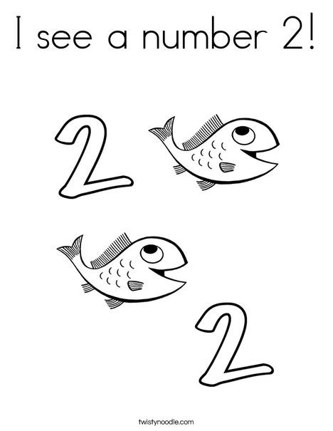 Download and print free math coloring pages. I see a number 2 Coloring Page - Twisty Noodle
