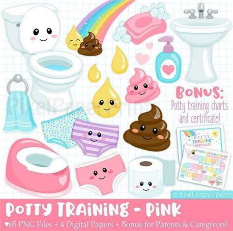 Potty Training Clipart Pink Clipart Potty Chart Etsy In 2020 Train