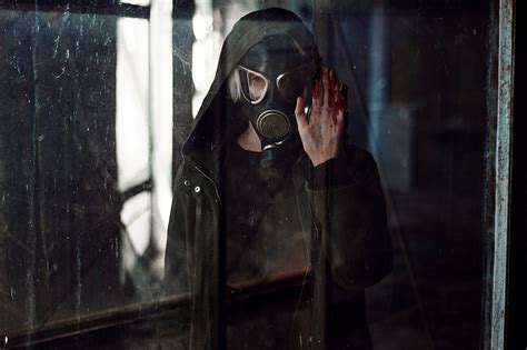 Wallpaper Dark Horror 500px Women Gas Masks Blood 2048x1365