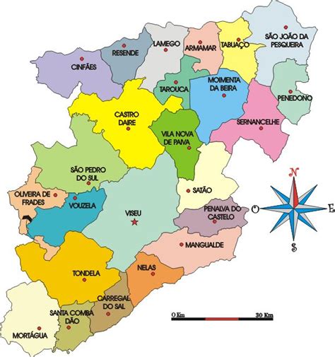 Mapa Administrativo Do Distrito De Viseu Portugal Cidades Portugal Mapa Viagens