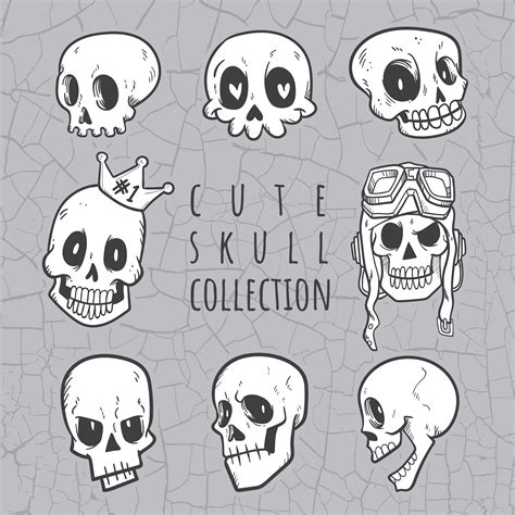 Cute Doodle Skull Collection 506749 Vector Art At Vecteezy