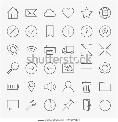 Line Web User Interface Design Icons Stock Vector Royalty Free