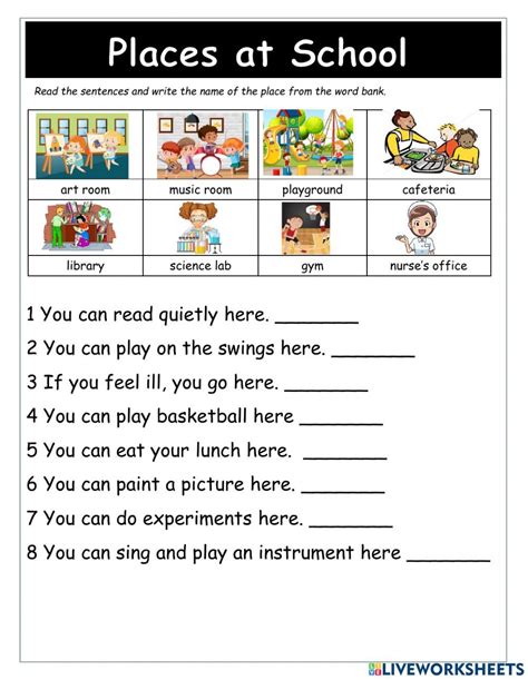 School Rooms And Places Interactive Worksheet For A2 You Can Do The