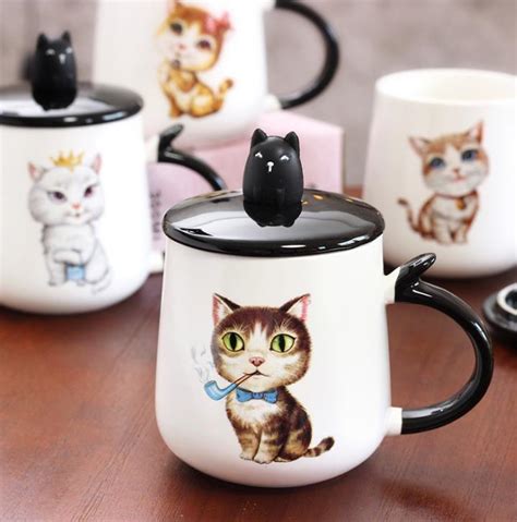 Different Type Cartoon Cute Cat 350ml Ceramic Cups Creative Coffee Cup