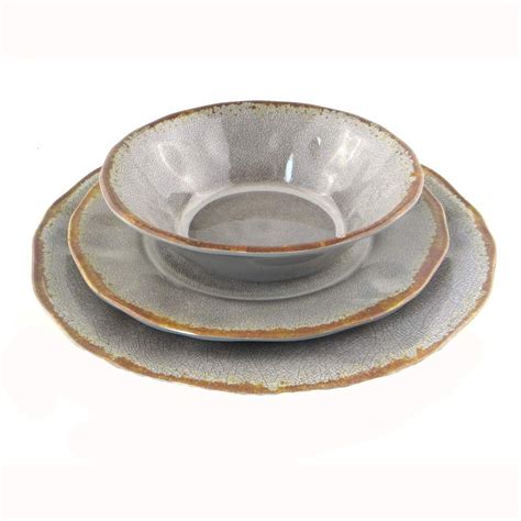 Sold and shipped by spreetail. Gray 12 Pcs Melamine Dishes Dinnerware Set Service for 4 ...