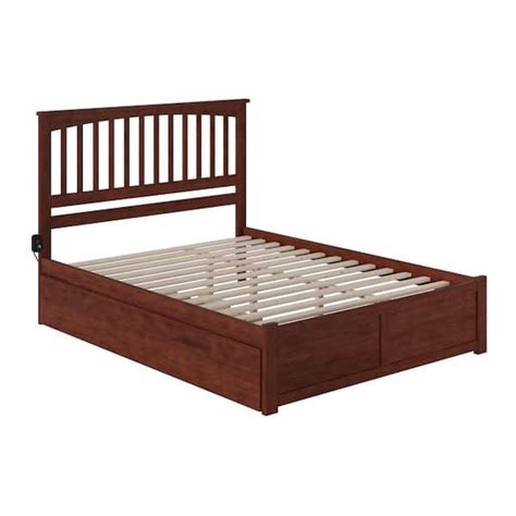 Afi Mission Walnut Queen Bed With Footboard And Twin Extra Long Trundle