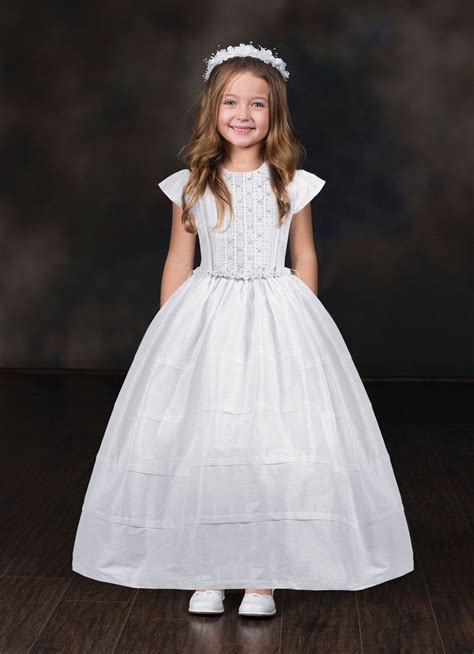 First Holy Communion Girls Dress Style Nc419 White Short Sleeve Satin