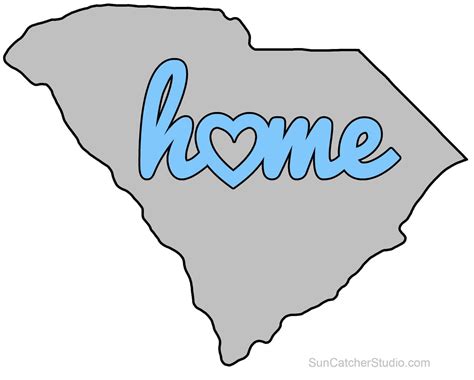 South Carolina Map Home Heart Outline Shape State Stencil Clip Art