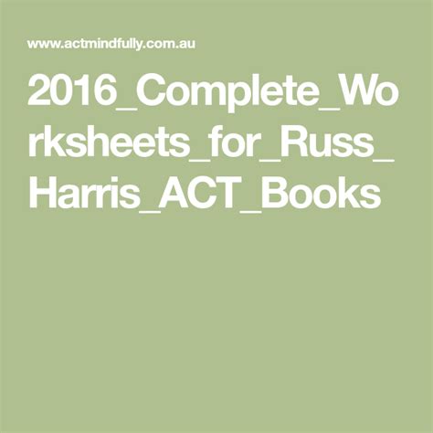 Russ Harris Act Values Worksheets