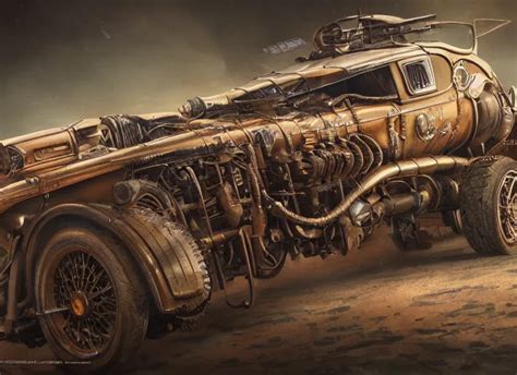 Krea Detailed Concept Art Illustration Oil Painting Of A Steampunk