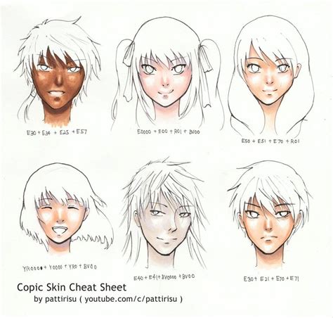 Copic Skin Color Combinations Cheat Sheet By Patty1234554321 In 2022