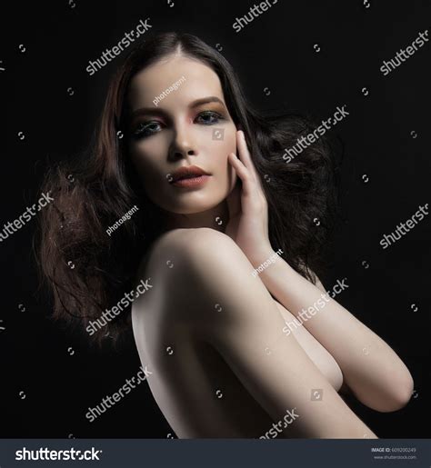 Beautiful Nude Woman Make Hair Stylenaked Stock Photo 609200249