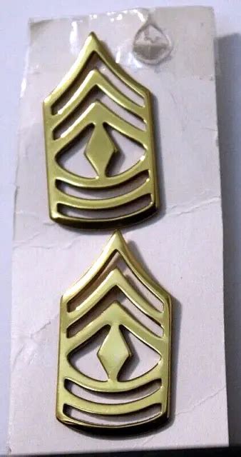 Us Army First Sergeant Shiny Rank Insignia Collar Pins Pair Eur 1357