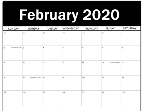 23 Free Blank Calendar For February 2020 Printable Fillable Template