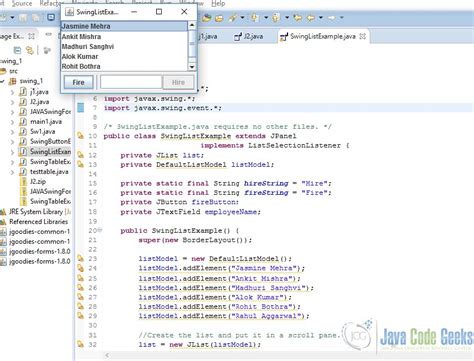 Java Swing List Example Java Code Geeks