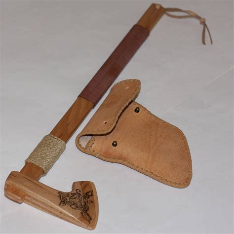 Toy Wooden Axe With Leather Sheath Etsy