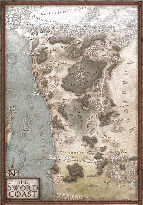 Mapa De Sword Coast 5ª Edição Dandd Hoard Of The Dragon Queen Tyranny